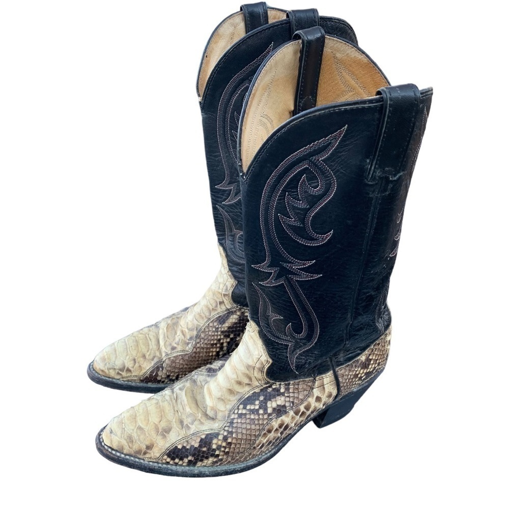 Vintage Cowboy Western Boots Python Snakeskin Men’s Size 9.5 Rockabilly Made USA